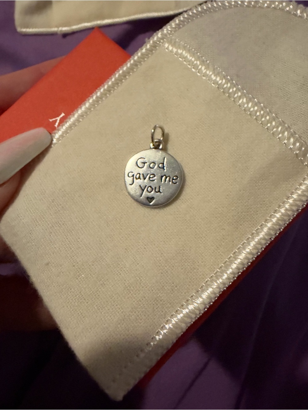 James Avery Silver 'God Gave Me You' Round Pendant Charm